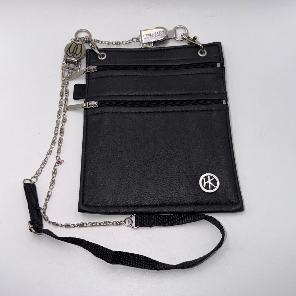 Hip Klips Black EMF Lined Faux Leather Travel Pouch Utility Minimalist Bag